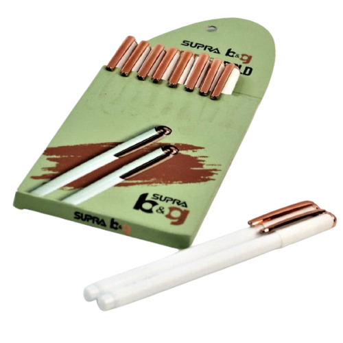 Supra B&G 0.7mm Rose Gold Ball Point Pen Card Pack | Blue Ink, Set Of 10