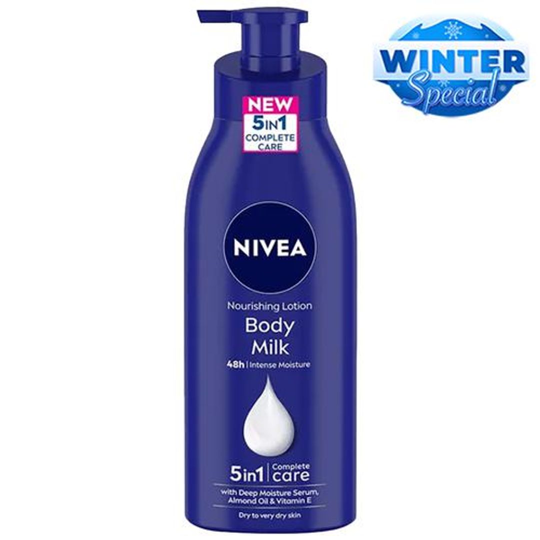 Nivea Body Milk Nourishing Lotion - Very Dry Skin, With Deep Moisture Serum & 2X Almond Oil, 48h Intensive Moisture Care, 400 ml