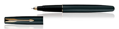 Parker Frontier Matte Black Gold Trim Roller Ball Pen With Wallet Gift Set - Blue Ink, Pack Of 1