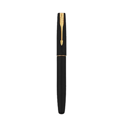 Parker Frontier Matte Black Roller Ball Pen Gold Trim With Card Holder Gift Set - Black Ink, Pack Of 1