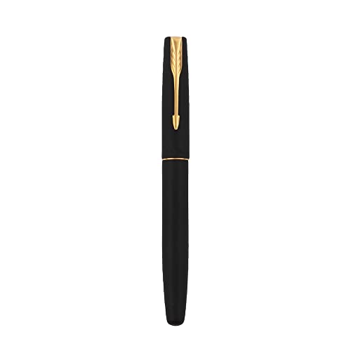 Parker Frontier Matte Black Roller Ball Pen Gold Trim With Card Holder Gift Set - Black Ink, Pack Of 1