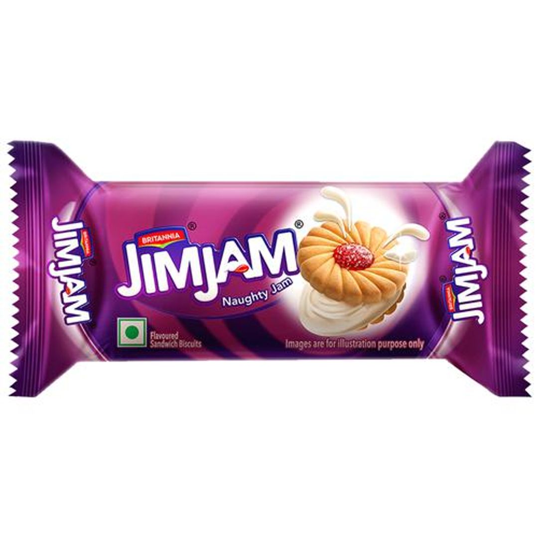 Britannia Treat Jim Jam Cream Biscuit - Crunchy, Ready To Eat, 23 g