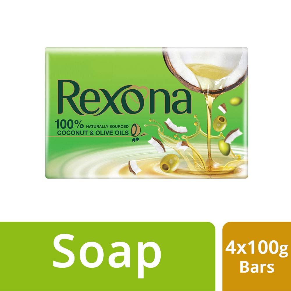 Rexona Coconut and Olive Oil Soap (100 gm, Pack of 4)