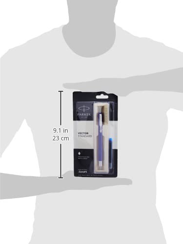 Parker Vector Standard Chrome Trim Fountain Pen - Blue Ink, Pack Of 1