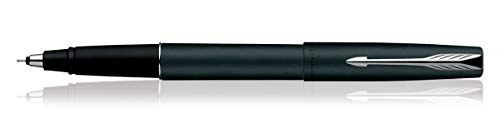Parker Frontier Matte Black Chrome Trim Roller Ball Pen - Blue Ink, Pack Of 1
