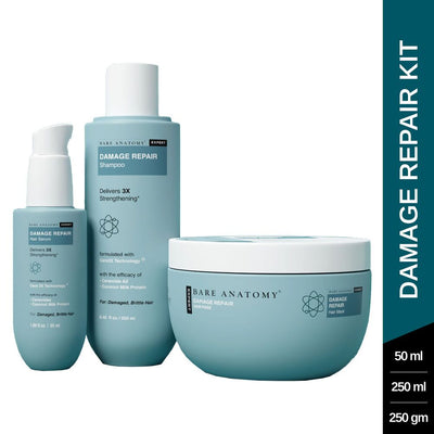 Bare Anatomy Expert Damage Repair Kit (Shampoo + Hair Mask + Serum) | Repairs Damaged, Weak and Dry Hair