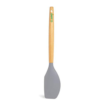 Clazkit YHW844 Silicone Serving Spatula with Heat Resistant Stay Cool Wooden Handle for Cooking, Baking, and Mixing (Grey)