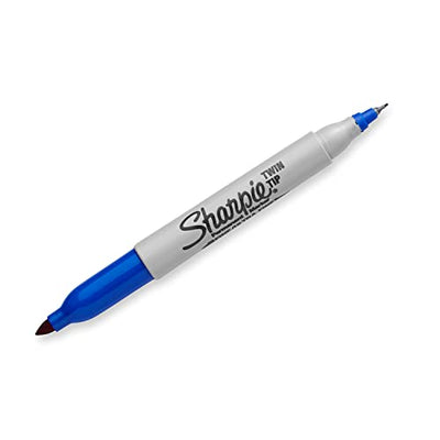 Sharpie Twin Tip Permanent Markers, Blue, 12 Markers