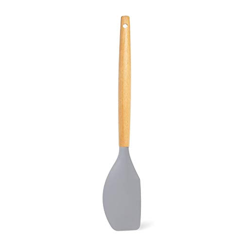 Clazkit YHW844 Silicone Serving Spatula with Heat Resistant Stay Cool Wooden Handle for Cooking, Baking, and Mixing (Grey)