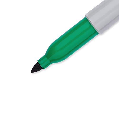 Sharpie Fine Permanent Marker, Green, 12 Markers