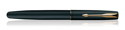 Parker Frontier Matte Black Gold Trim Roller Ball Pen With Wallet Gift Set - Blue Ink, Pack Of 1