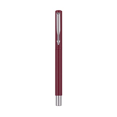 Parker Vector Standard Calligraphy Chrome Trim Fountain Pen Red Body Color - Blue Ink, Pack Of 1