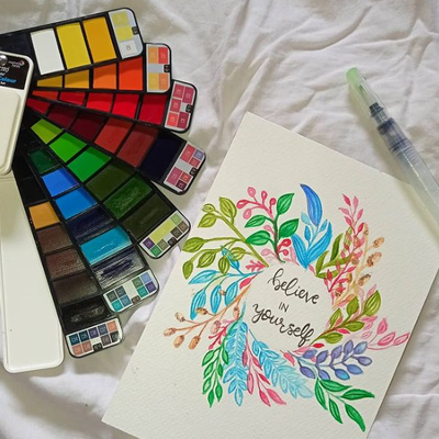 BRUSTRO Artist's Watercolour Paint Pan (Set of 42 Colors) with Artists Watercolour Paper 300 GSM, 25% Cotton, Cold Pressed, A4 (Pack of 12), A3 (Pack of 6) & A5 (Pack of 24)