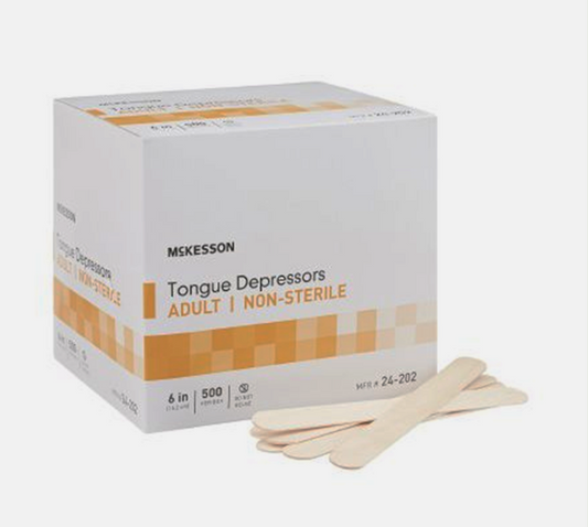 Tongue Depressors Non-Sterile Adult 6 inch length 500/Box