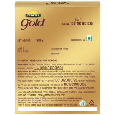 Tata Tea Gold Assam Teas With Gently Rolled Aromatic Long Leaves, Rich, 500g