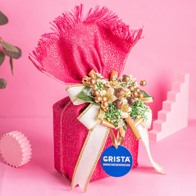 CRISTA Earthy Spice Potli - Pink| Pack of 4| Diwali Gift| Pure Spice Gifting: 375 gms