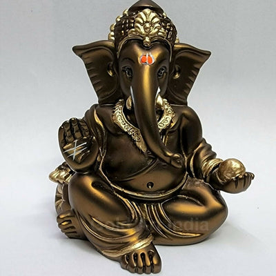 Gold Art India Gaddi Ganesh Idol For Car Dashboard