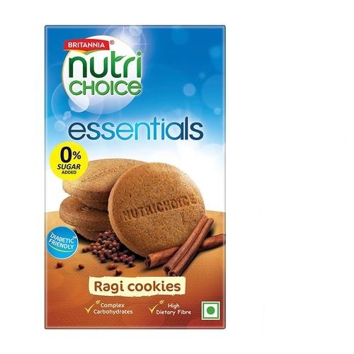 Britannia NutriChoice Essentials Ragi Cookies - No Added Sugar & Diabetic Friendly, High Dietary Fibre, 150 g