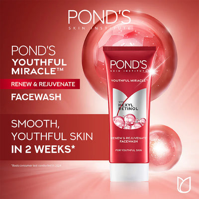 Pond's Youthful Miracle Hexyl Retinol, Renew & Rejuvenate Face Wash - 100 gm