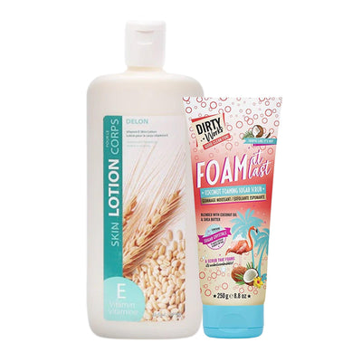 Coconut Foaming Sugar Scrub And Vitamin E Skin Lotion