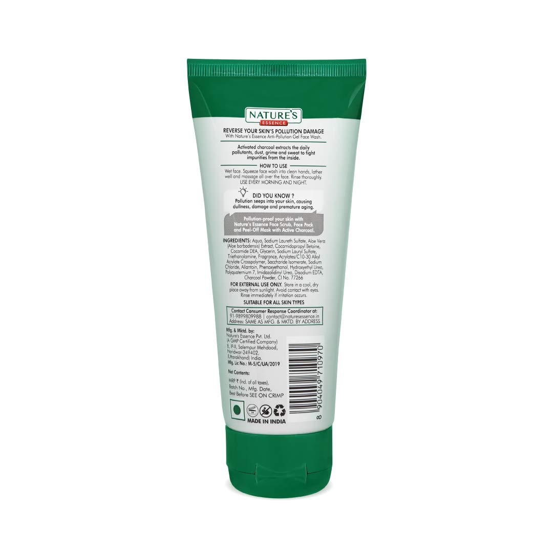Nature's Essence Anti-Pollution Gel Face Wash - Active Charcoal