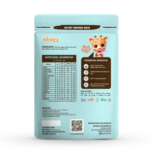 Junior's Nutrition Instant Makhana Kheer For Young Kids (6+ Months) | 500 gms