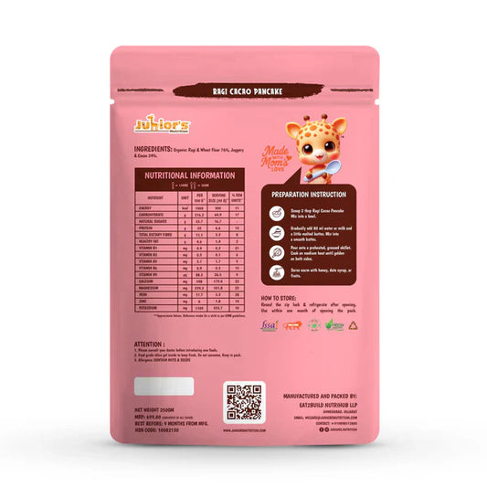 Junior's Nutrition Ragi Cacao Pancake For Young Kids (1+ Years) | 400 gms