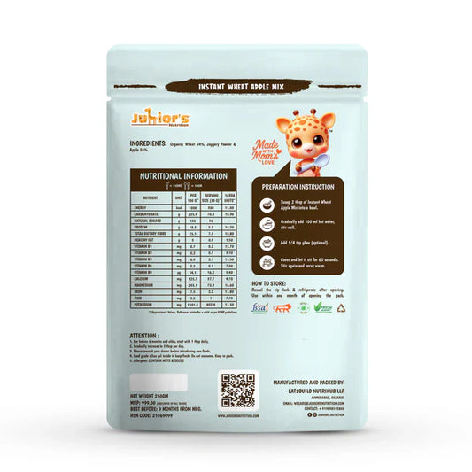 Junior's Nutrition Instant Wheat Apple Mix For Young Kids (6+ Months) | 500 gms