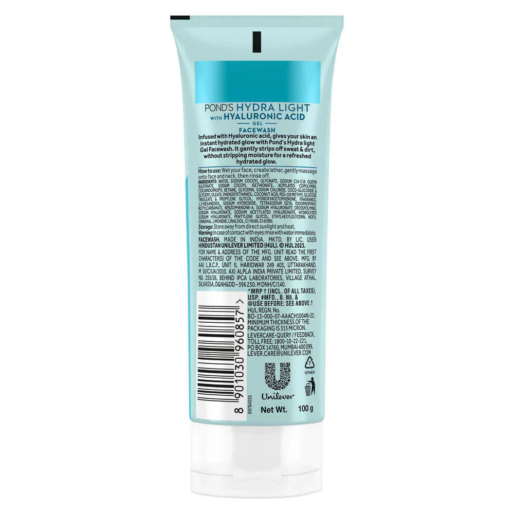 Pond's Hydra Light Hyaluronic Acid Hydrating Gel Face Wash - 100 gm