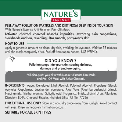 Nature's Essence Anti-Pollution Peel off Mask Active Charcoal - 50 gm