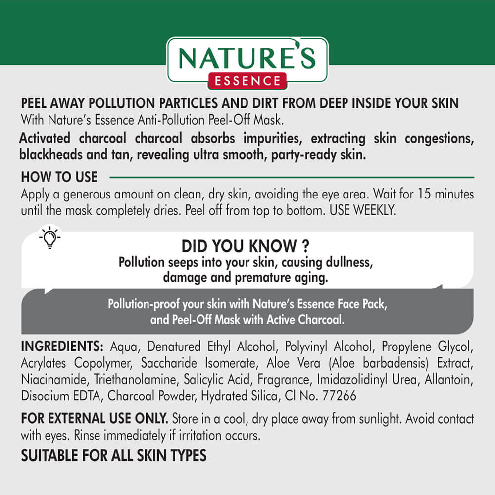 Nature's Essence Anti-Pollution Peel off Mask Active Charcoal - 50 gm