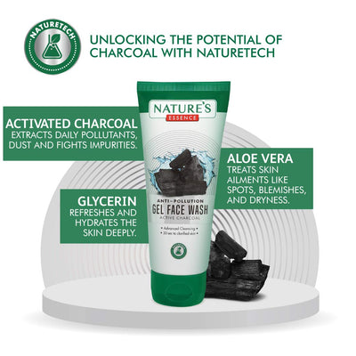 Nature's Essence Anti-Pollution Gel Face Wash - Active Charcoal