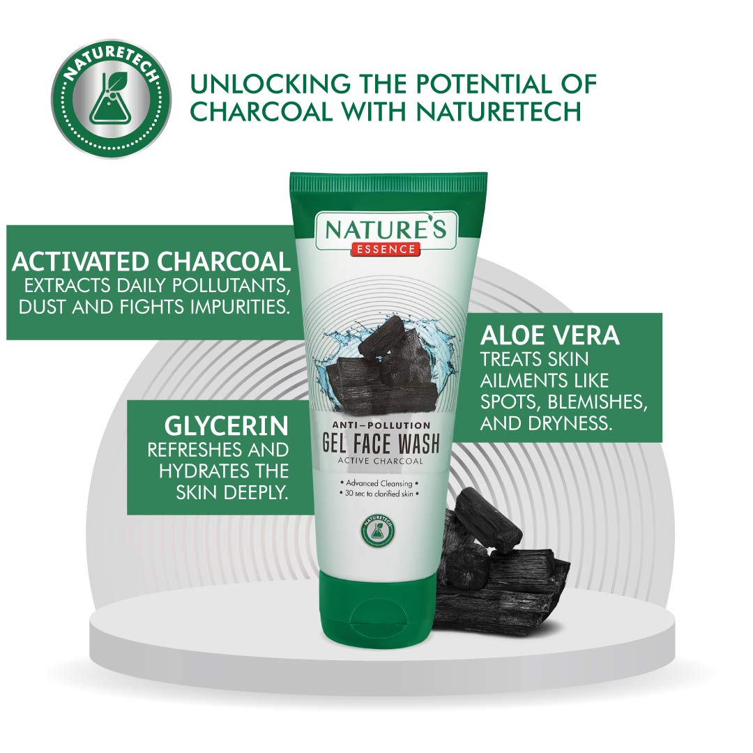 Nature's Essence Anti-Pollution Gel Face Wash - Active Charcoal