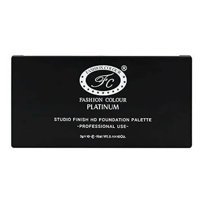 Fashion Colour Studio Finish HD Foundation Palette- 10 HD Cream Makeup Shades