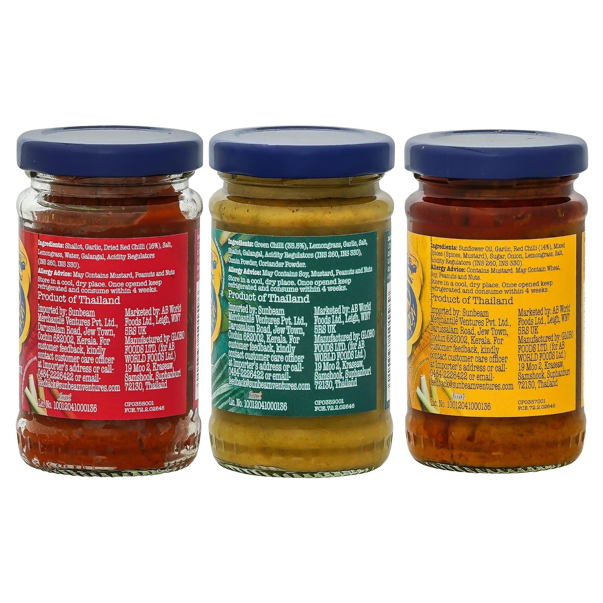 Thai Curry Paste Combo: Yellow, Red & Green (110g Each)