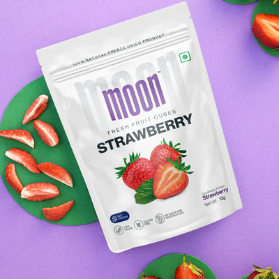 Moon Freeze Dried Strawberry Cubes | 12 gms