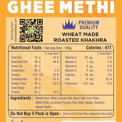 Kaant Foods Ghee Methi Khakhra | 200 gms