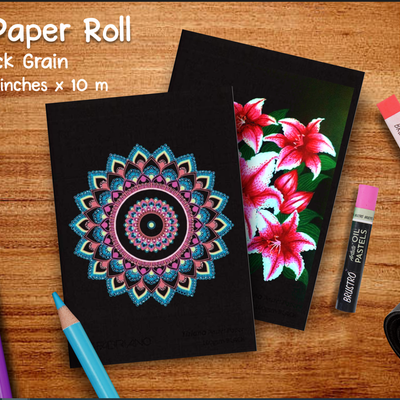 Brustro Pastel Paper Roll, Shade - Black, Size - 75 cm (30") X 10 mtr