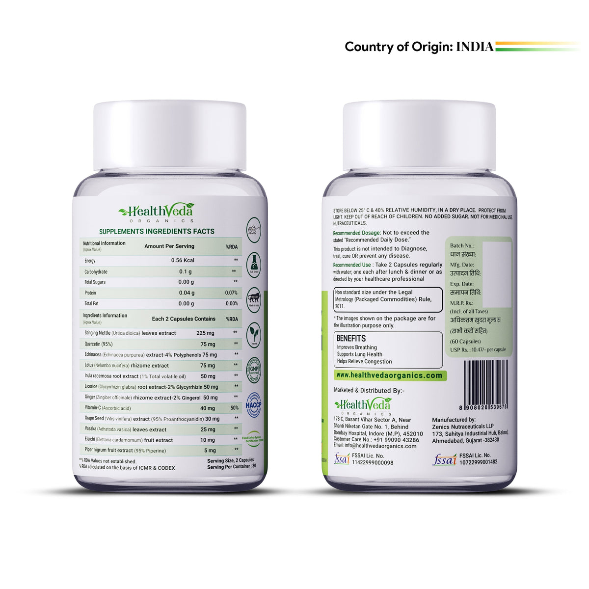 Health Veda Organics Lung Detox Veg Capsules