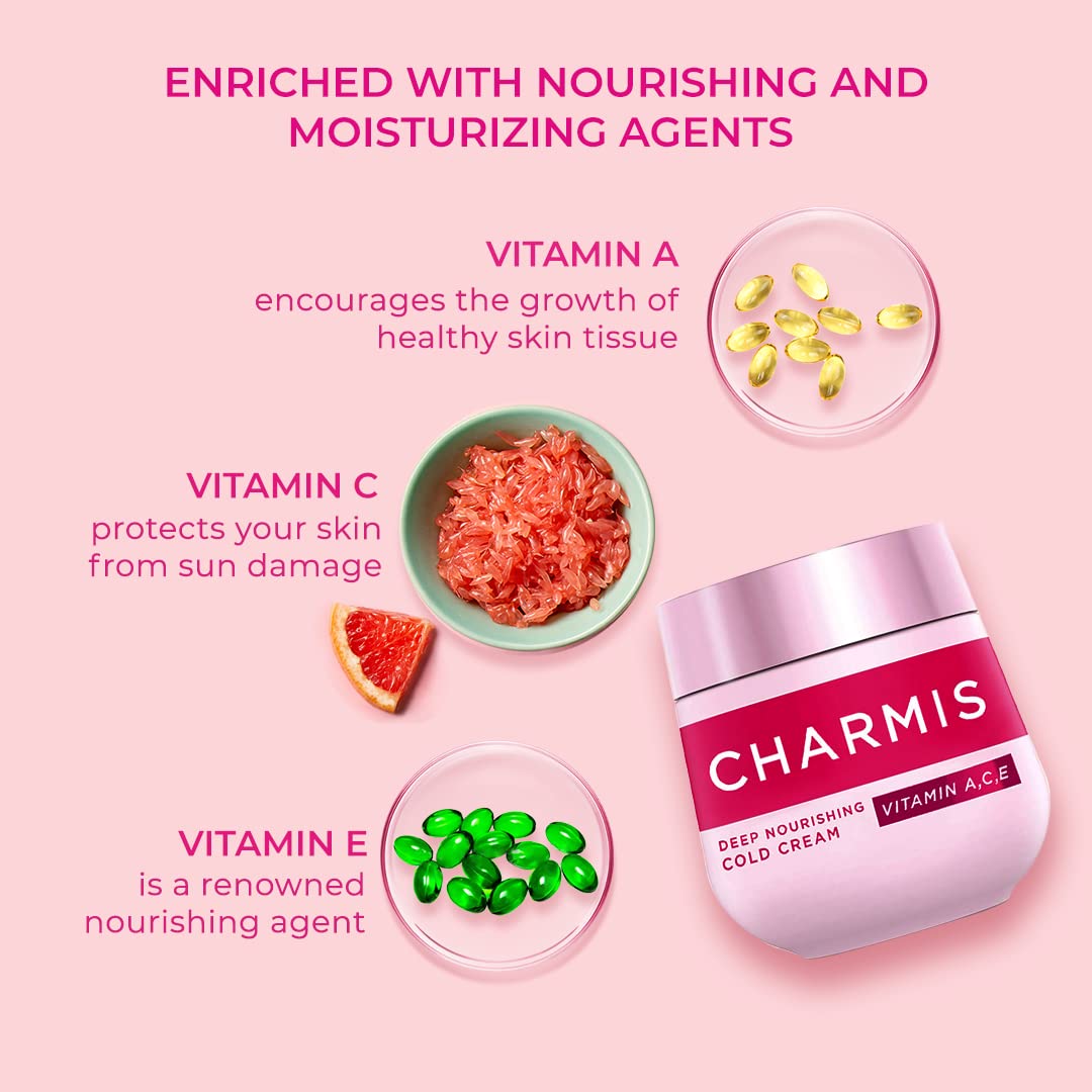Charmis Deep Nourishing Cold Cream - 100 ml with Free Charmis Vitamin C Facewash - 50 ml