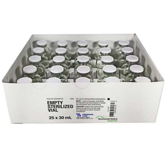 30 mL Empty Sterile Vials, Clear Glass, 25/Tray by Fresenius Kabi