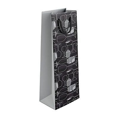 PaperPep Black Glasses 14"X4.85"X3.65" Wine Paper Bag Pack of 10 | Wine Bottle Bags for Return Gifting, Birthday, Presents & Other Occasion