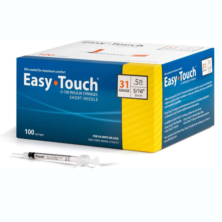 Insulin Syringes with Needle U-100, All Size Insulin Needles, Easy Touch 100/Box