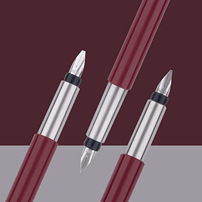 Parker Vector Standard Calligraphy Chrome Trim Fountain Pen Red Body Color - Blue Ink, Pack Of 1