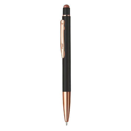 FLAIR Platinum Series Gold Touch Designer Metal Ball Pen Box Pack | Swiss Tip Technology With Retractable Mechanism | Gloss Metal Body Colour With Shiny Gold Trims | Blue Ink, Pack of 1