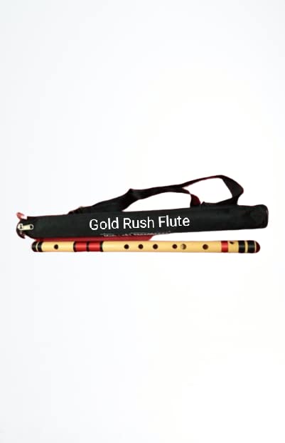 Gold Rush Flute G- Natural Base Right Hand Flute Indian Professional Flute Right Hand (BANSURI) Size 26 Inch Bamboo Flute Color Yellow & Brown (GBN103