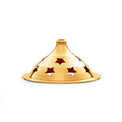 Borosil Akhand Diya Decorative Brass Glass Oil Lamp | Tea Light Holder | Diya with Borosilicate Glass | Puja Dia for Mandir | Lantern Diya with Glass Cover | Medium Size