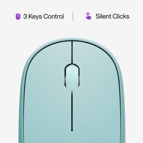 Ambrane SliQ Wireless Optical Mouse with 2.4GHz, USB Nano Dongle, 3 Keys with Silent Clicks, 1200 DPI, Comfortable Grip (Green)