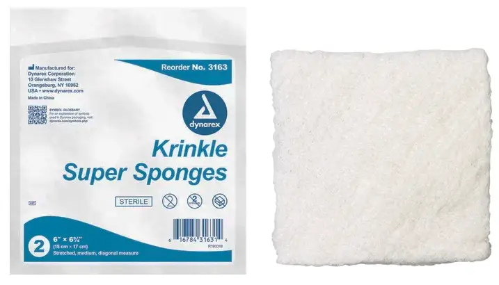 Krinkle Super Sponges, Sterile 6" x 6.75", 20 packs of 2 per box