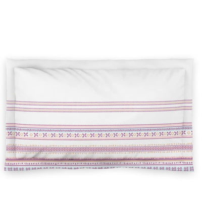DDecor Purple & White Ethnic Motifs 144 TC Cotton Single Bedsheet with 1 Pillow Cover